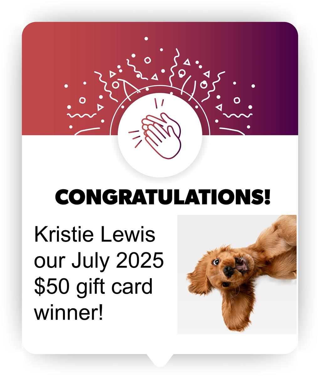 Congratulations July 2025 gift card winner